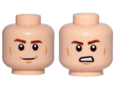 Deler - Light Nougat Minifigure, Head Dual Sided Reddish Brown Eyebrows, Medium Nougat Cheek Lines and Chin Dimple