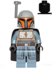 Minifigur Star Wars - Mandalorian Tribe Warrior - Female, Black Cape, Light Bluish Gray Helmet with Antenna / Rangefinder