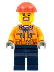 Minifigur City - Forklift Driver - Male, Orange Safety Jacket