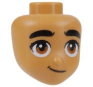 Deler - Medium Nougat Mini Doll, Head Friends with Thick Black Eyebrows, Dark Orange Eyes, and Smirk Pattern