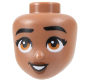 Deler - Medium Brown Mini Doll, Head Friends with Black Eyebrows and Eyelashes, Dark Orange Eyes, Reddish Brown Lips