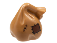 Deler - Medium Nougat Minifigure, Utensil Sack / Bag with Handle with Dark Brown Patch and Mend Pattern