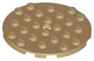 Deler - Dark Tan Plate, Round 6 x 6 with Hole