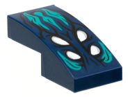 Deler - Dark Blue Slope, Curved 2 x 1 x 2/3 with 4 White Eyes, Dark Turquoise Hair Pattern
