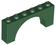 Deler - Dark Green Arch 1 x 6 x 2 - Medium Thick Top without Reinforced Underside