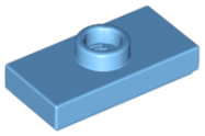 Deler - Medium Blue Plate, Modified 1 x 2 with 1 Stud with Groove and Bottom Stud Holder (Jumper)
