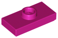 Deler - Magenta Plate, Modified 1 x 2 with 1 Stud with Groove and Bottom Stud Holder (Jumper)