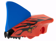 Deler - Red Dragon Head (Avatar Toruk)Jaw Upper with Blue Crest, Black Stripes, and Bright Light Orange Eyes Pattern