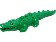 Deler - Alligator / Crocodile with 20 Teeth with Yellow Eyes without White Glints Pattern with Light Bluish Gray Technic, Pin 1/2