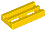 Deler - Yellow Tile, Modified 1 x 2 Grille with Bottom Groove / Lip
