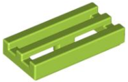 Deler - Lime Tile, Modified 1 x 2 Grille with Bottom Groove / Lip