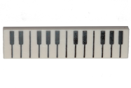 Deler - White Tile 1 x 4 with Black and White Piano Keys Pattern