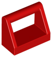 Deler - Red Tile, Modified 1 x 2 with Bar Handle