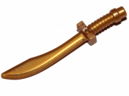 Deler - Pearl Gold Minifigure, Weapon Sword, Saber/Dao Curved Blade and Hilt with Bar End