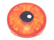 Deler - Trans-Orange Plate, Round 2 x 2 with Rounded Bottom with Red Rimmed Bloodshot Eye, Black Pupil with White Glint Pattern