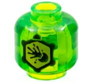 Deler - Trans-Bright Green Minifigure, Head without Face Yellow Hexagon with Black Outline