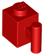 Deler - Red Brick, Modified 1 x 1 with Bar Handle