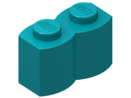 Deler - Dark Turquoise Brick, Modified 1 x 2 with Log Profile