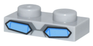 Deler - Light Bluish Gray Plate 1 x 2 with Medium Blue Mechanical Eyes Pattern (Optimus Prime)