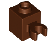Deler - Reddish Brown Brick, Modified 1 x 1 with Open O Clip (Vertical Grip) - Hollow Stud