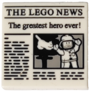 Deler - White Tile 2 x 2 with Groove with Newspaper "THE LEGO NEWS"