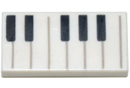 Deler - White Tile 1 x 2 with Groove with Black and White Piano Keys Pattern