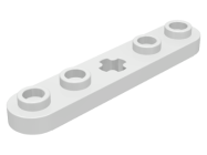Deler - White Technic, Plate 1 x 5 with Smooth Ends, 4 Studs and Center Axle Hole
