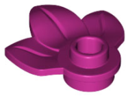 Deler - Magenta Plant Plate, Round 1 x 1 with 3 Leaves