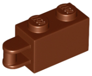 Deler - Reddish Brown Brick, Modified 1 x 2 with Bar Handle on End - Bar Flush with Edge