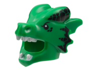 Deler - Green Minifigure, Headgear Mask Dragon with White Teeth and Black Eyes and Scales Pattern