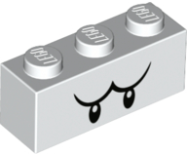 Deler - White Brick 1 x 3 with Black Eyes and Eyebrows Pattern (Boo)
