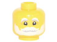 Deler - Yellow Minifigure, Head White and Light Bluish Gray Bushy Eyebrows, Beard, and Moustache