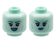 Deler - Light Aqua Minifigure, Head Dual Sided Alien Female Dark Turquoise Eyebrows, Silver Freckles