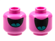 Deler - Dark Pink Minifigure, Head Dual Sided Alien Large Black Mouth with Dark Turquoise Tongue