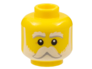 Deler - Yellow Minifigure, Head White Eyebrows, Moustache, and Beard, Medium Nougat Crow"s Feet Pattern