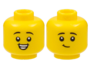 Deler - Yellow Minifigure, Head Dual Sided Child, Black Eyebrows, Smile with Teeth / Lopsided Grin Pattern