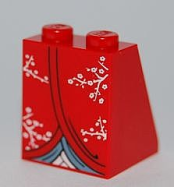 Deler - Red Slope 65 2 x 2 x 2 with Bottom Tube with Minifigure Dress / Skirt / Robe, Kimono Pattern