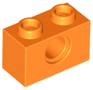 Deler - Orange Technic, Brick 1 x 2 with Hole