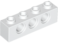 Deler - White Technic, Brick 1 x 4 with Holes