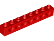 Deler - Red Technic, Brick 1 x 8 with Holes