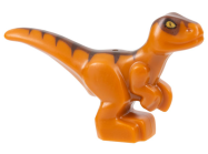 Deler - Dark Orange Dinosaur Baby Standing with Reddish Brown Back, Dark Brown Stripes, and Yellow Eyes Pattern