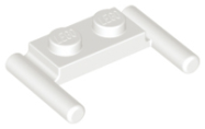 Deler - White Plate, Modified 1 x 2 with Bar Handles - Flat Ends, Low Attachment