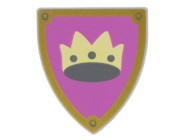 Deler - Light Bluish Gray Minifigure, Shield Triangular  with Crown on Light Purple Background with Gold Border