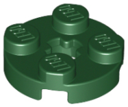 Deler - Dark Green Plate, Round 2 x 2 with Axle Hole