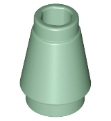 Deler - Sand Green Cone 1 x 1 with Top Groove