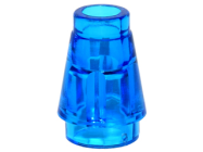 Deler - Trans-Dark Blue Cone 1 x 1 with Top Groove