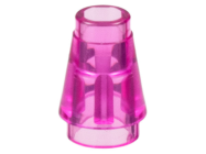 Deler - Trans-Dark Pink Cone 1 x 1 with Top Groove