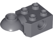 Deler - Dark Bluish Gray Technic, Brick Modified 2 x 2 with Pin Hole and Rotation Joint Ball Half Horizontal