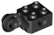 Deler - Black Technic, Brick Modified 2 x 2 with Pin Hole and Rotation Joint Ball Half Vertical