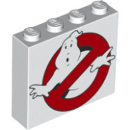 Deler - White Brick 1 x 4 x 3 with Ghostbusters Logo Pattern